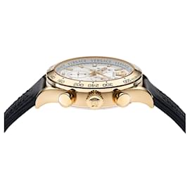 Versace-Versace Hellenyium Chrono Leather Watch-Golden,Metallic