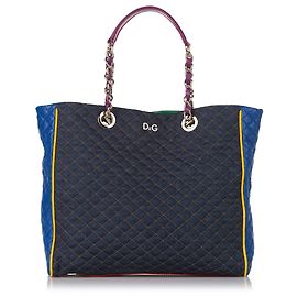 Dolce & Gabbana Dolce&Gabbana Blue Multicolor Lily Glam Tragetasche Blau