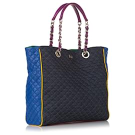 Dolce & Gabbana-Dolce&Gabbana Blue Mulitcolor Lily Glam Tote Bag-Blue