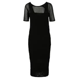 Bottega Veneta-Bottega Veneta Two-Layered Midi Dress-Black