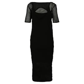 Bottega Veneta-Bottega Veneta Two-Layered Midi Dress-Black