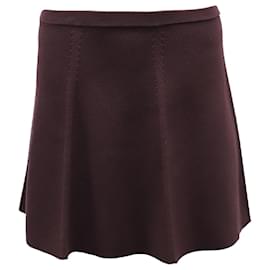 Theory-Theory High Waisted A-line Skirt in Burgundy Viscose-Red,Dark red
