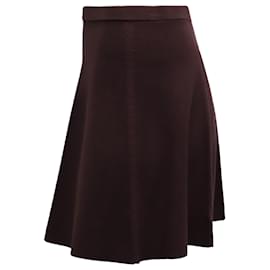 Theory-Theory High Waisted A-line Skirt in Burgundy Viscose-Red,Dark red
