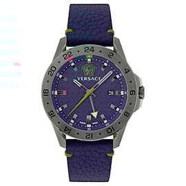 Versace-Relógio de couro Versace Sport Tech GMT-Cinza