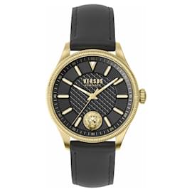 Versus Versace-Versus Versace Colonne Leather Watch-Golden,Metallic