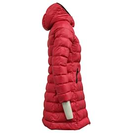 Moncler-Moncler Long Puffer Jacket in Pink Nylon-Rosa
