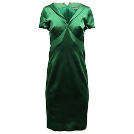 Zac Posen Robe de cocktail mi-longue à empiècements en acétate vert Vert