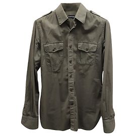 Tom Ford Overshirt com bolso e aba em algodão verde-oliva Verde Verde oliva