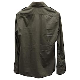 Tom Ford-Tom Ford Overshirt com bolso e aba em algodão verde-oliva-Verde,Verde oliva