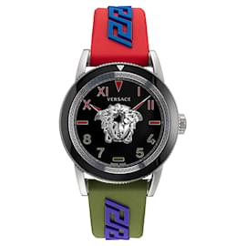 Versace-Versace V-Palazzo Silicone Watch-Silvery,Metallic