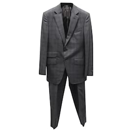 Tom Ford-Conjunto de traje a cuadros de Tom Ford en cachemir gris-Gris