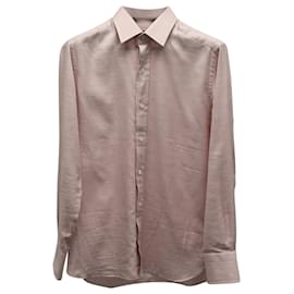 Tom Ford-Camisa de manga larga a cuadros Tom Ford en algodón rosa-Rosa