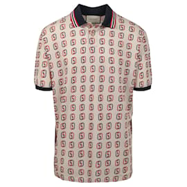 Gucci-Gucci übergroßes Poloshirt aus ineinandergreifender G-Baumwolle-Mehrfarben