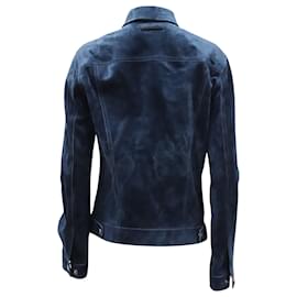 Tom Ford-Tom Ford Slim Fit Blouson Jacket in Blue Suede-Blue