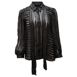 Camicetta con collo allacciato Alice + Olivia Willis in chiffon nero Nero