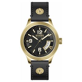 Versus Versace Reale Leather Watch Golden Metallic