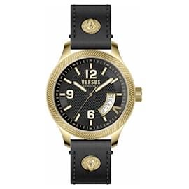 Versus Versace-Versus Versace Reale Leather Watch-Golden,Metallic