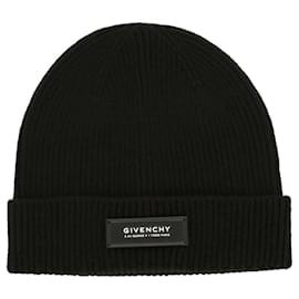 Givenchy Ribbed Wool Patch Beanie Black