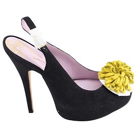 Vivienne Westwood Vivian Westwood Valentine Open Toe Slingback Heels in Black Suede Black