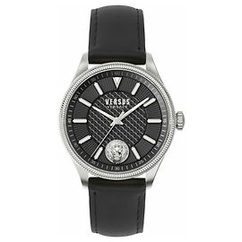 Versus Versace Colonne Leather Watch Silvery Metallic