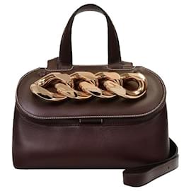 JW Anderson-Small Chain Lid Bag in Burgundy Grained leather-Red,Dark red