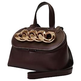 JW Anderson-Small Chain Lid Bag in Burgundy Grained leather-Red,Dark red