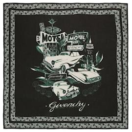 Givenchy-Givenchy Motel Logo Print Silk Scarf-Black