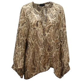 Nili Lotan Paisley-Print-Bluse aus brauner Seide Braun