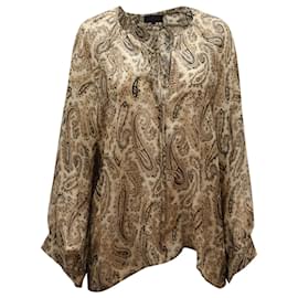 Nili Lotan-Nili Lotan Paisley-Print-Bluse aus brauner Seide-Braun