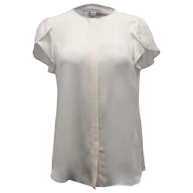 Diane Von Furstenberg-Diane von Furstenberg Camisa Crepe em Seda Marfim-Branco,Cru