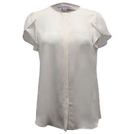 Diane von Furstenberg Camisa Crepe em Seda Marfim Branco Cru