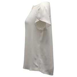 Diane Von Furstenberg-Diane von Furstenberg Camisa Crepe em Seda Marfim-Branco,Cru