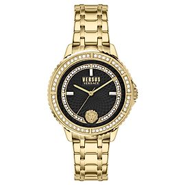 Relógio com pulseira de cristal Versus Versace Montorgueil Dourado Metálico