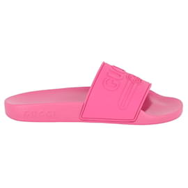 Gucci-Rubber Logo Slides-Pink