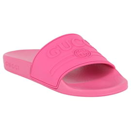 Gucci-Rubber Logo Slides-Pink