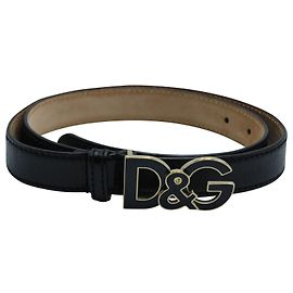Dolce & Gabbana Cinto com fivela esmaltada e logo em couro preto Preto