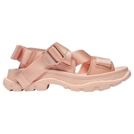 Alexander Mcqueen-Tread Sandals in Pink Canvas-Pink