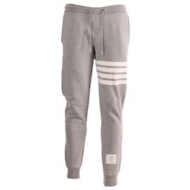 Thom Browne 4- Calça listrada em algodão cinza Cinza