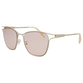 Alexander Mcqueen-Alexander McQueen Square-Frame Metal Sunglasses-Golden,Metallic