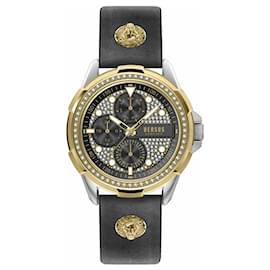 Versus Versace-Versus Versace 6E Arrondissement Crystal Multifunction Watch-Silvery,Metallic