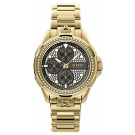 Versus Versace 6Relógio multifuncional E Arrondissement Crystal Dourado Metálico