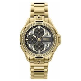 Versus Versace-Versus Versace 6E Arrondissement Crystal Multifunction Watch-Golden,Metallic