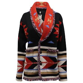 Cardigan Châle à Franges Géométriques Alanui en Cachemire Multicolore Multicolore