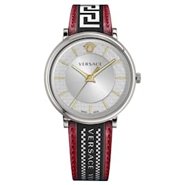 Versace-Relógio Versace V-Circle Gent Strap-Metálico