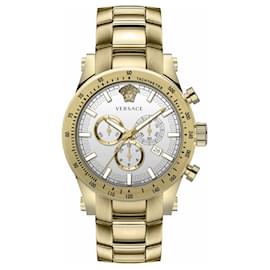 Versace-Versace Chrono Sporty Steel Watch-Dourado,Metálico