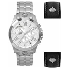 Versus Versace-Versus Versace Chrono Lion Box Set Bracelet Watch-Metallic