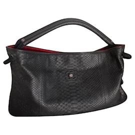 Chanel Python Black Cabas Handbag Black