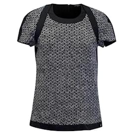 Chanel-Chanel Black and White Wool/Cashmere Blend Tweed Blouse Top Size FR 40-Black