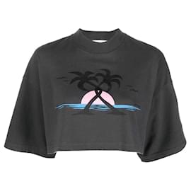 Palm Angels-T-shirt Palm Angels in jersey di cotone-Grigio antracite