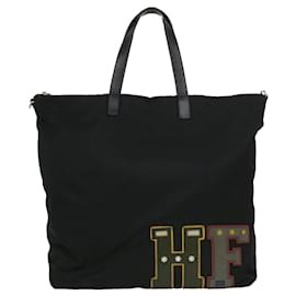 Prada-PRADA HF stitch Tote Bag Nylon Leather Black Auth ar7839-Black